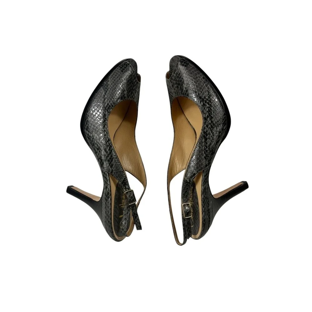 Cole Haan Carma OT Air Sling Black Snakeskin Print Heels Size 11 B D32155